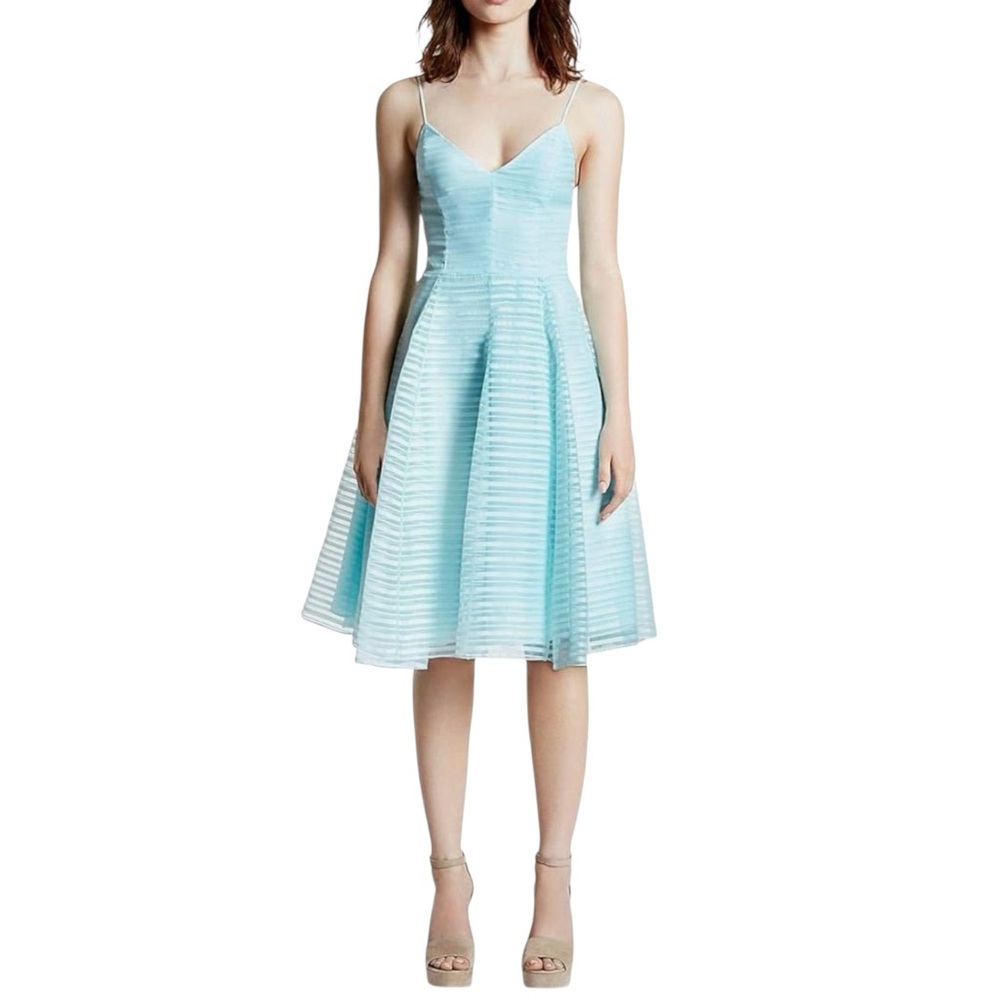 NWT Halston Heritage Foam Textured Striped Organza Dress 4